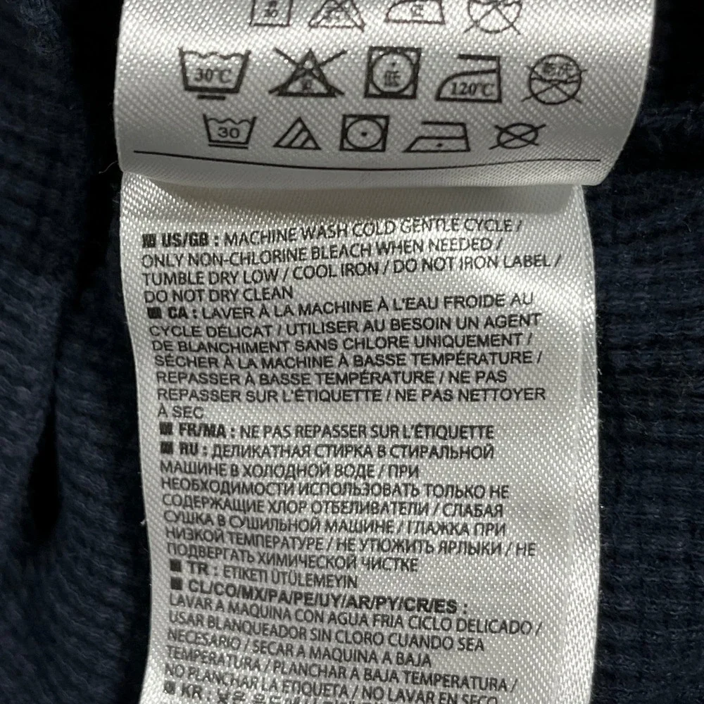 Banana Republic Navy Grunge Y2K Waffle Knit Thermal Long Sleeve Shirt Mens Large